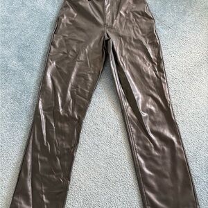 Abercrombie & Fitch 90s Straight High Rise Vegan Leather Pants